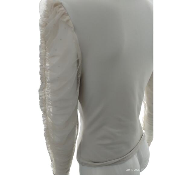 Intimately Free People Women's Creme V-Neck Mesh Sleeve Whimsical Top size Small - Picture 5 of 12